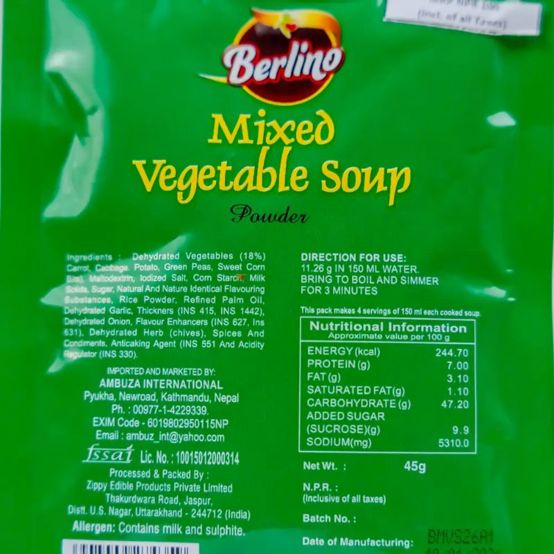 Mixed vegetable soup